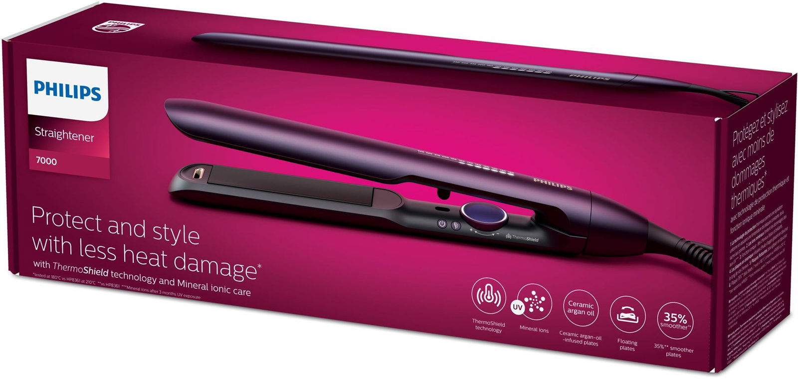Philips 7000 series BHS752/00 hair styling tool Straightening iron Warm Purple 2 m
