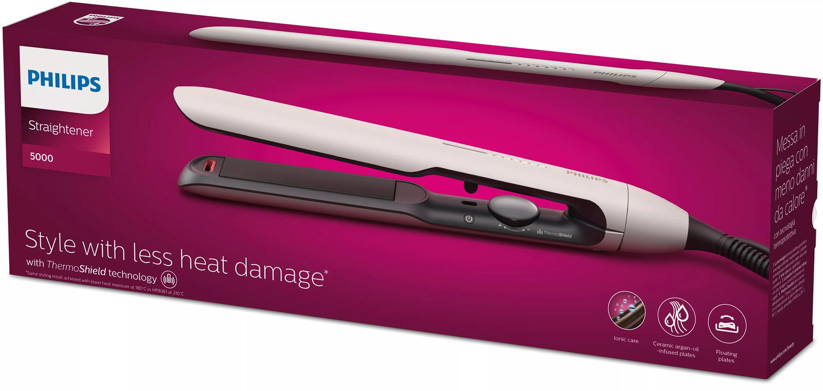 Philips 5000 series BHS515/00 hair styling tool Straightening iron Warm White 1.8 m
