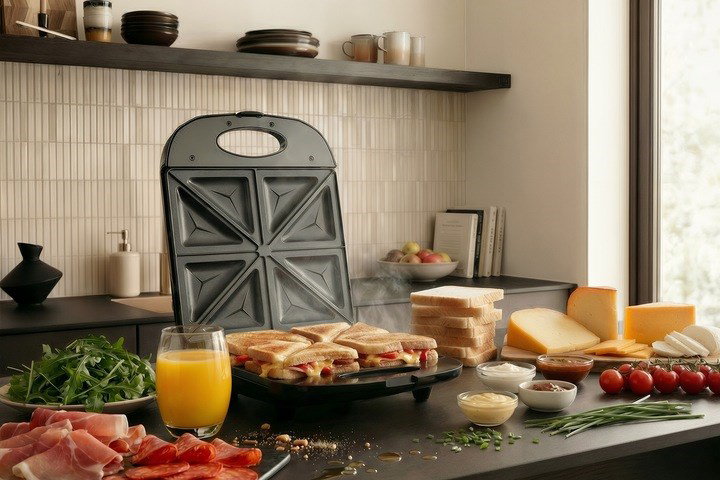 Promis STP 25 XXL sandwich maker, 4 toasts, 1400 W, black
