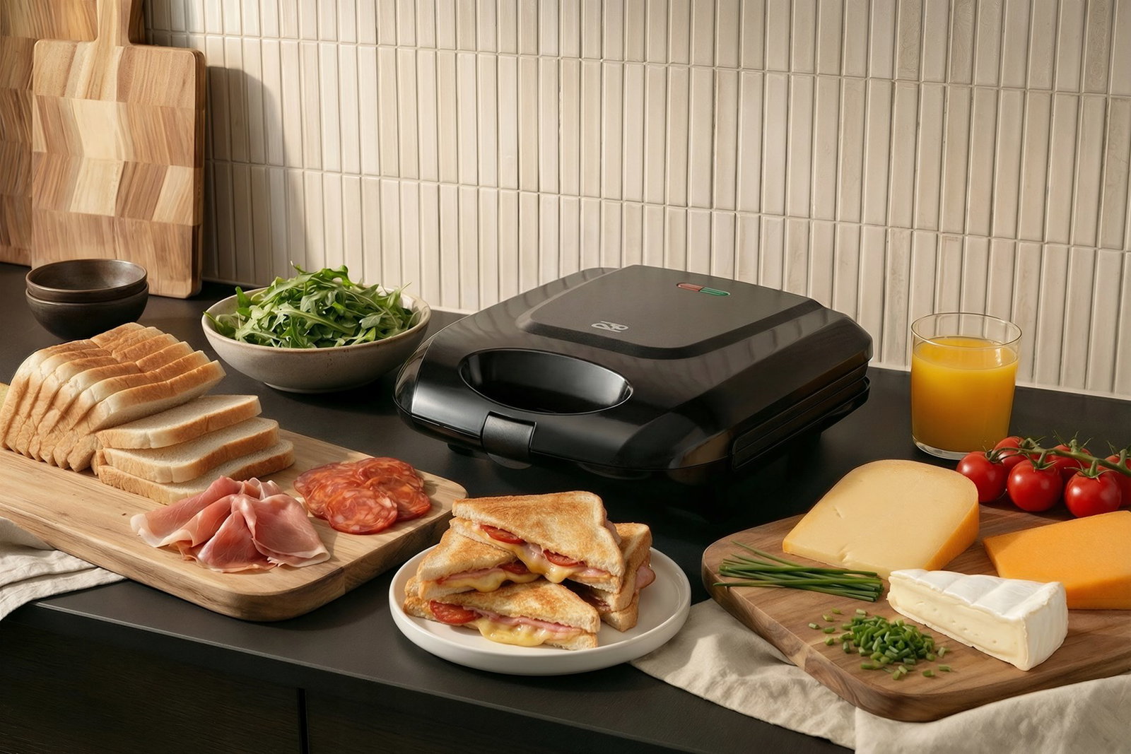Promis STP 25 XXL sandwich maker, 4 toasts, 1400 W, black