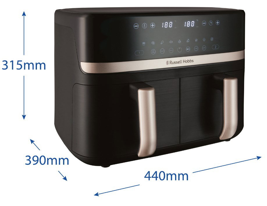 Russell Hobbs Air Fryer Dual 9 L Freestanding 2800 W Black