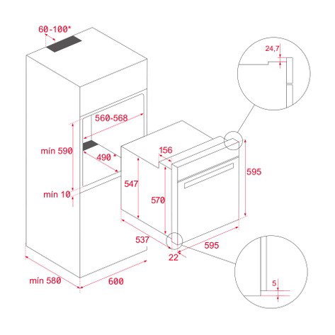 Teka NEO HSB 6350 SS 70 L 2615 W Stainless steel