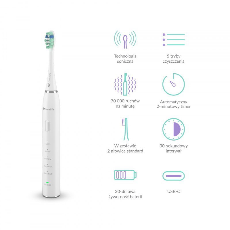 TrueLife SonicBrush Clean30 White Adult Oscillating toothbrush