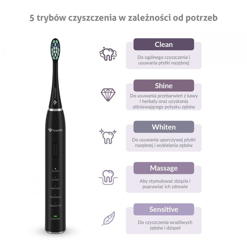 TrueLife SonicBrush Clean30 Black Adult Oscillating toothbrush
