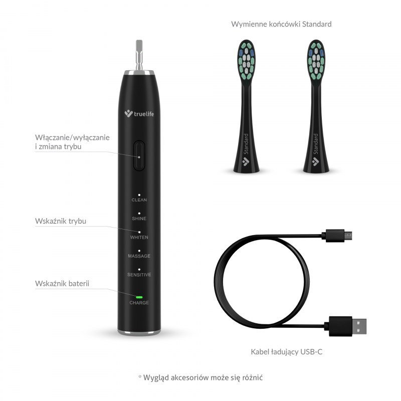TrueLife SonicBrush Clean30 Black Adult Oscillating toothbrush