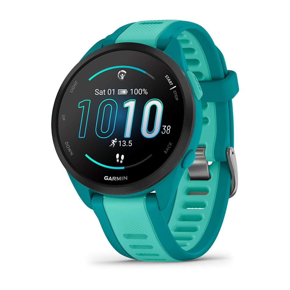 Garmin Forerunner 165 Music 3.05 cm (1.2) AMOLED 43 mm Digital 390 x 390 pixels Touchscreen Turquoise GPS (satellite)