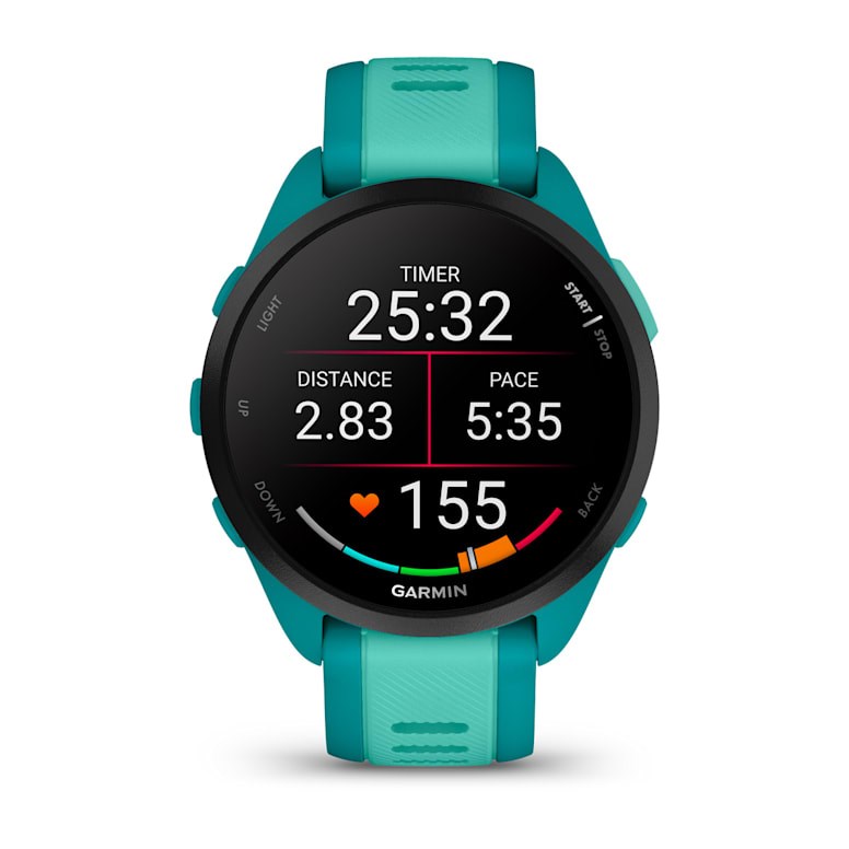 Garmin Forerunner 165 Music 3.05 cm (1.2) AMOLED 43 mm Digital 390 x 390 pixels Touchscreen Turquoise GPS (satellite)