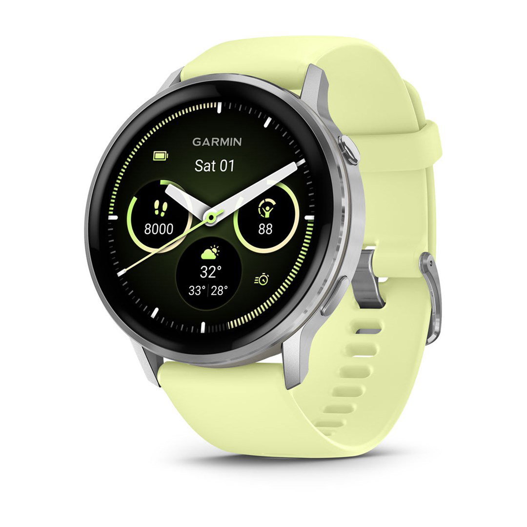 Garmin Venu 010-03014-02 smartwatch sport watch 3.56 cm (1.4) AMOLED 45 mm Digital 454 x 454 pixels Touchscreen Silver Wi-Fi GPS (satellite)