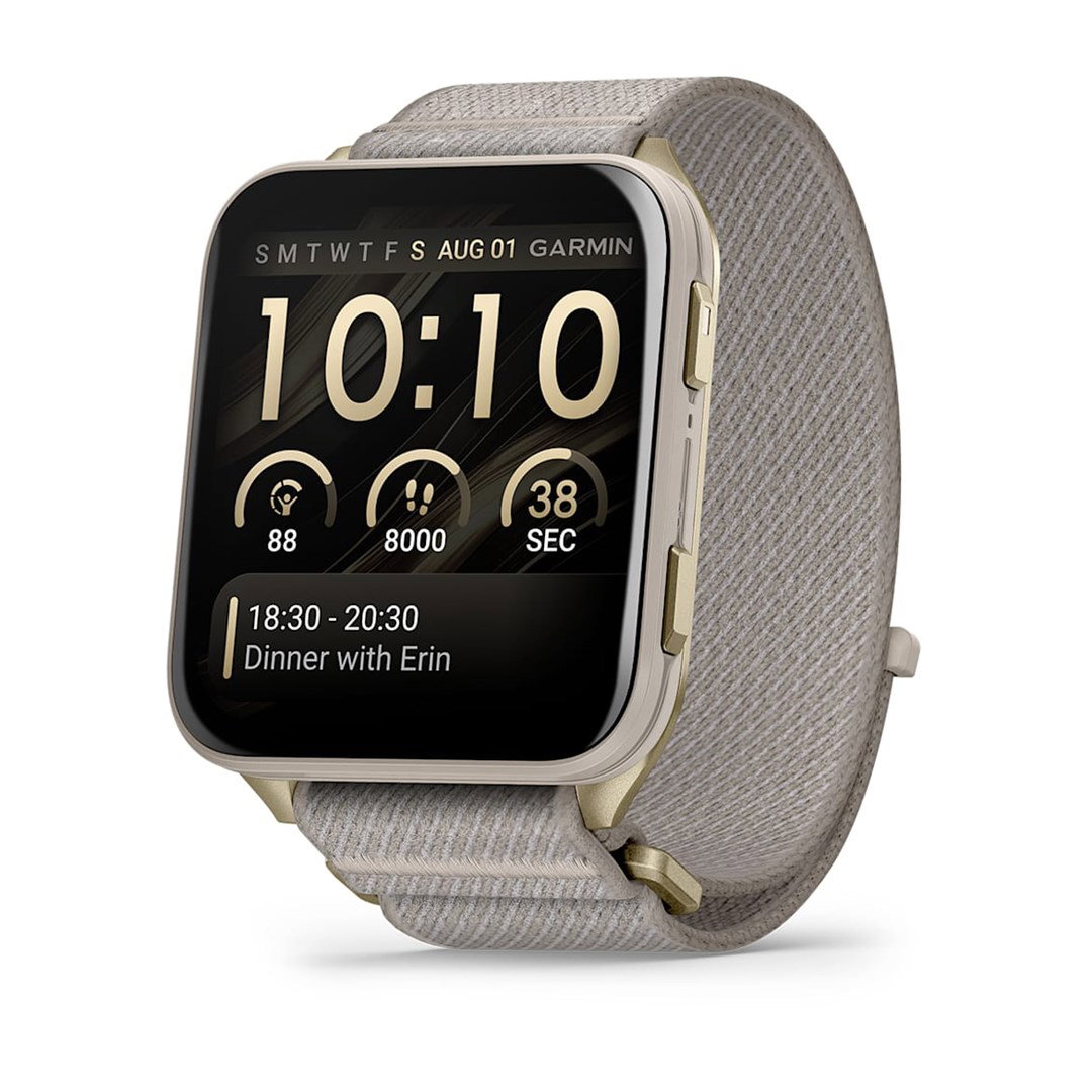 Garmin Venu X1 5.08 cm (2) AMOLED Digital 448 x 486 pixels Touchscreen Gold, Titanium Wi-Fi GPS (satellite)