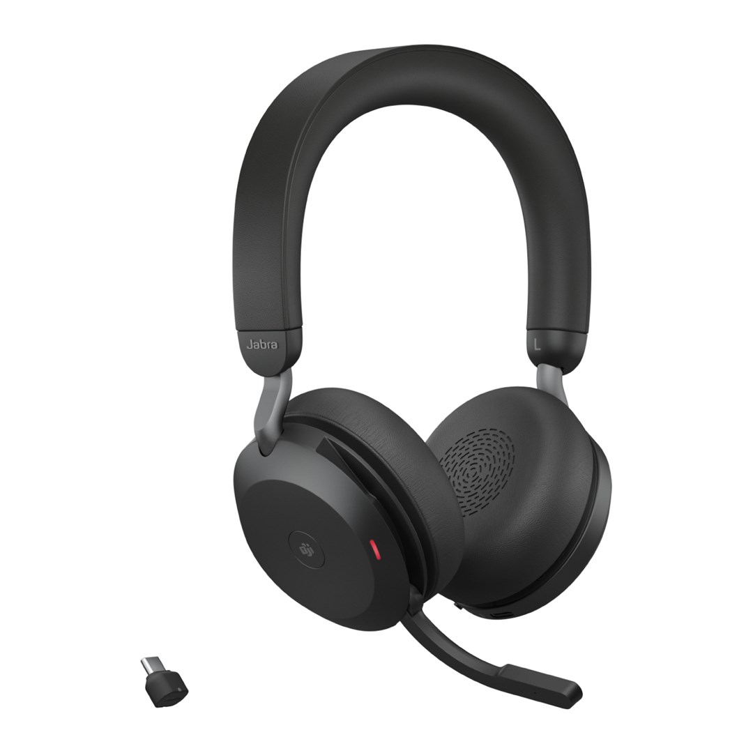 Jabra Evolve2 75 MS Link380c - wireless over-ear headphones with active noise cancellation, black
