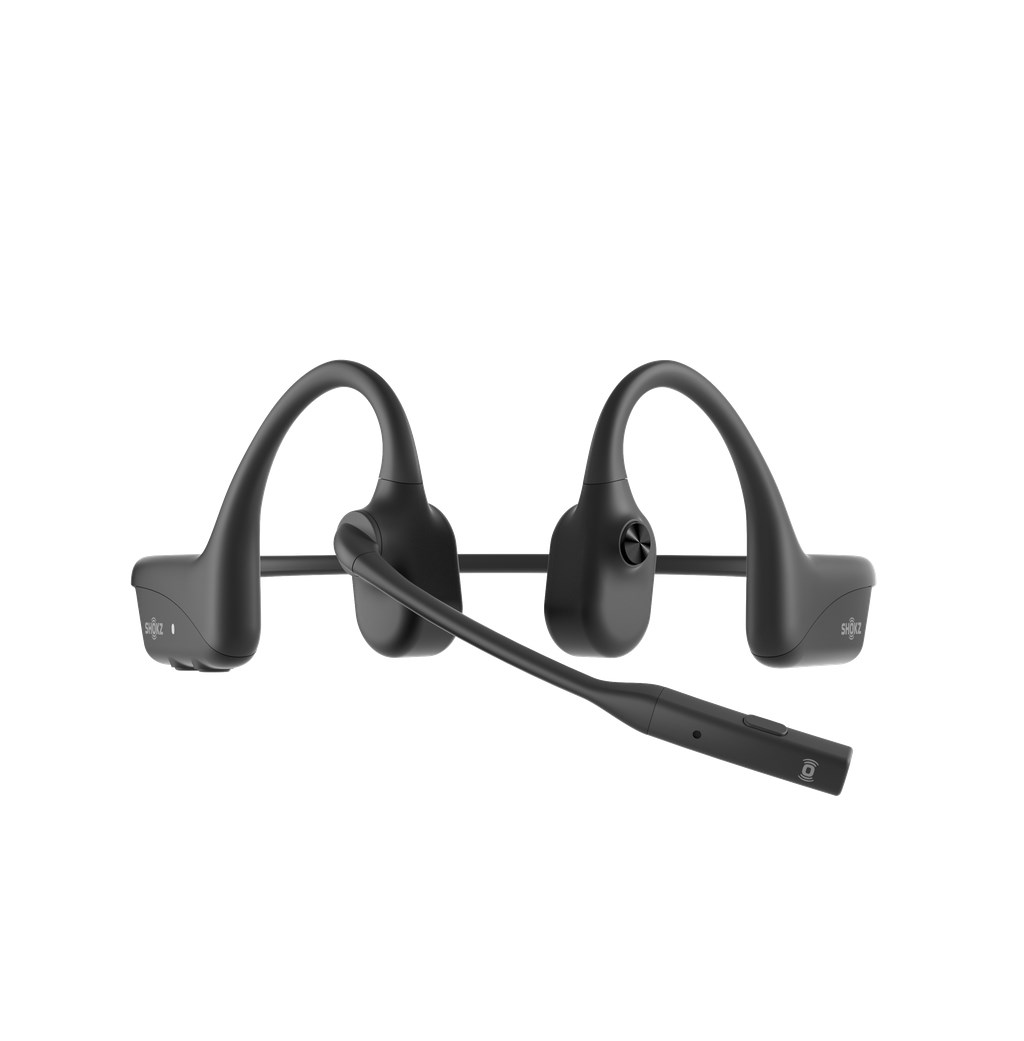 SHOKZ OpenComm2 2025 Upgrade Wireless Bluetooth Bone Conduction Videoconferencing Headset with USB-C Charging Port 16 Hr Talk Time, 29m Wireless Range, 1 Hr Charge Time Includes Noise Cancelling Boom Mic, Black