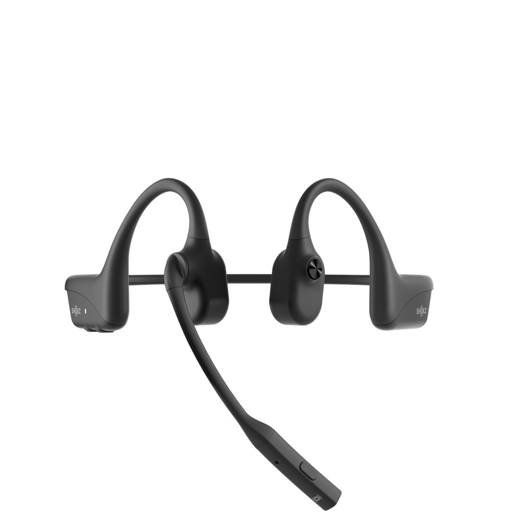 SHOKZ OpenComm2 2025 Upgrade Wireless Bluetooth Bone Conduction Videoconferencing Headset with USB-C Charging Port 16 Hr Talk Time, 29m Wireless Range, 1 Hr Charge Time Includes Noise Cancelling Boom Mic, Black