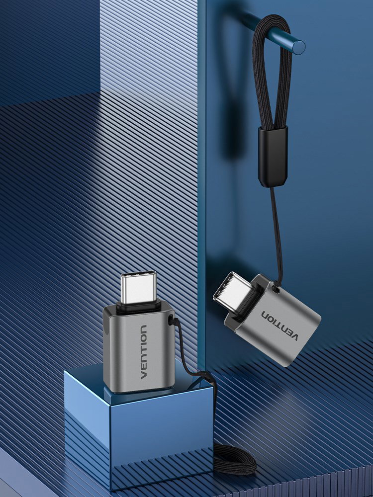 Vention USB-C Male to USB 3.0 Female OTG Adapter Gray Aluminum Alloy Type