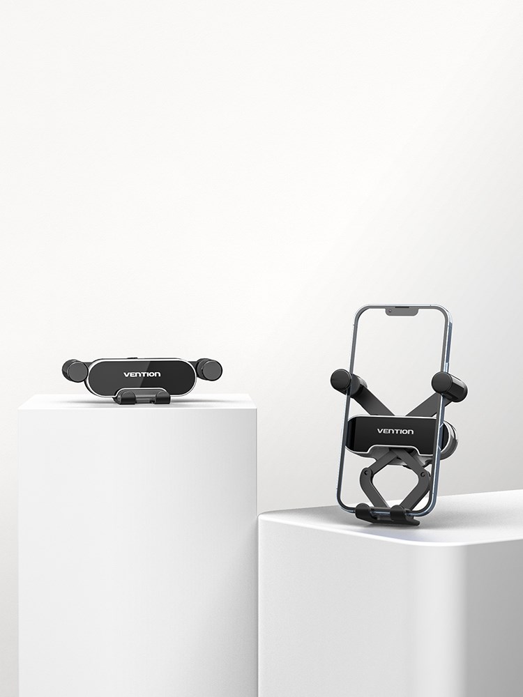 Vention Auto-Clamping Car Phone Mount With Duckbill Clip Gray Crossbar Type