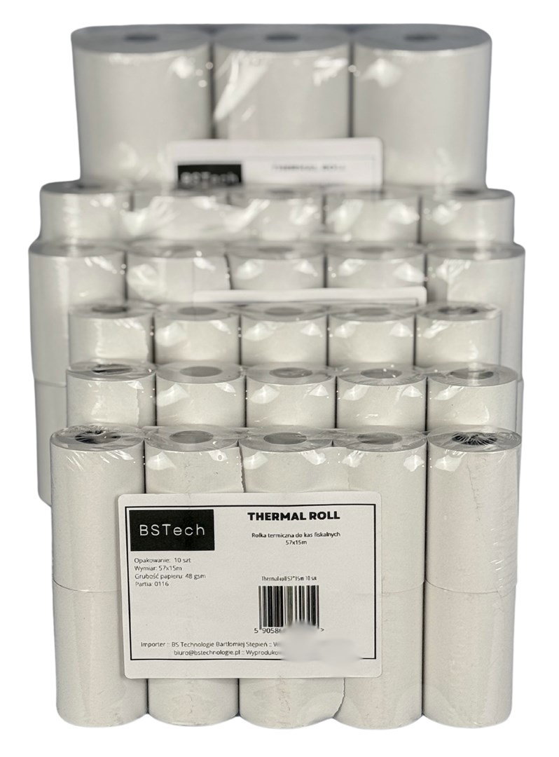 BSTech Paper roll thermal for cash registers fiscal 57x15m 10 pieces