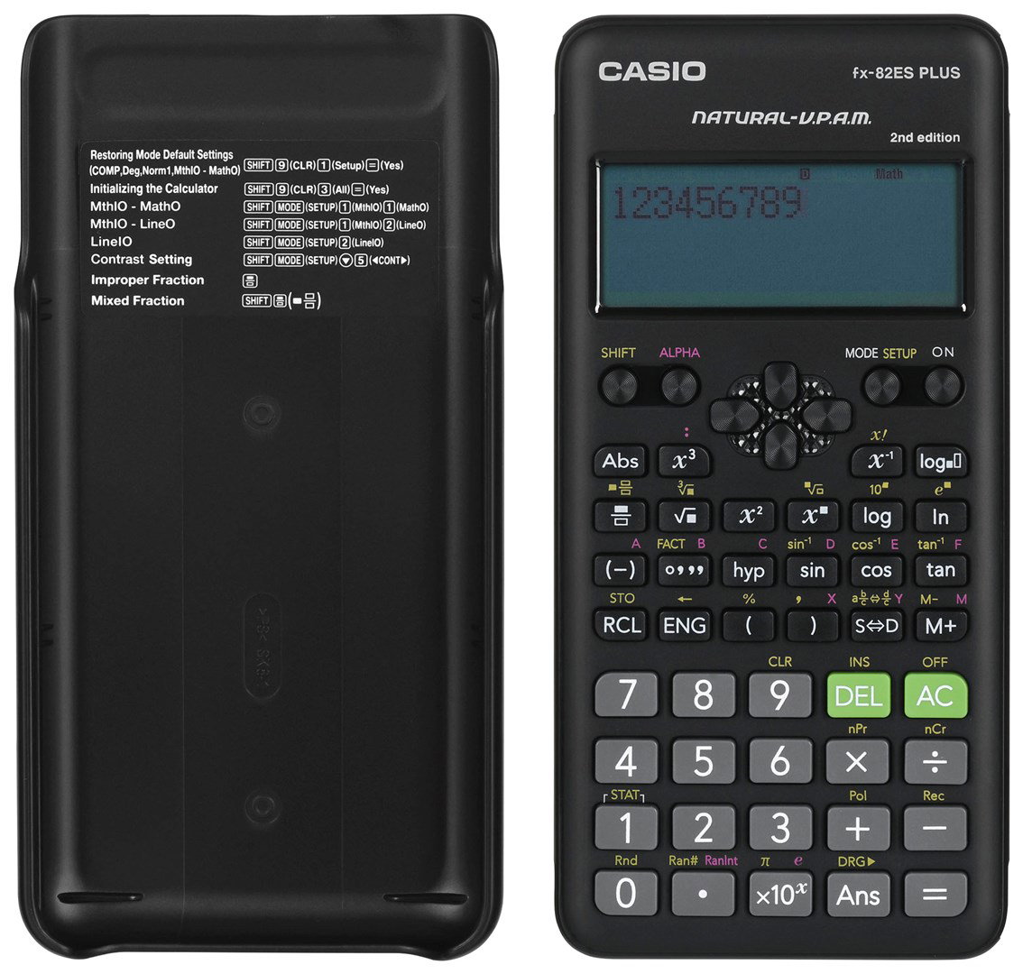 CASIO FX-82ESPLUS-2 CALCULATOR SCIENTIFIC, 252 FUNCTIONS, 77X162MM, BLACK, BOX