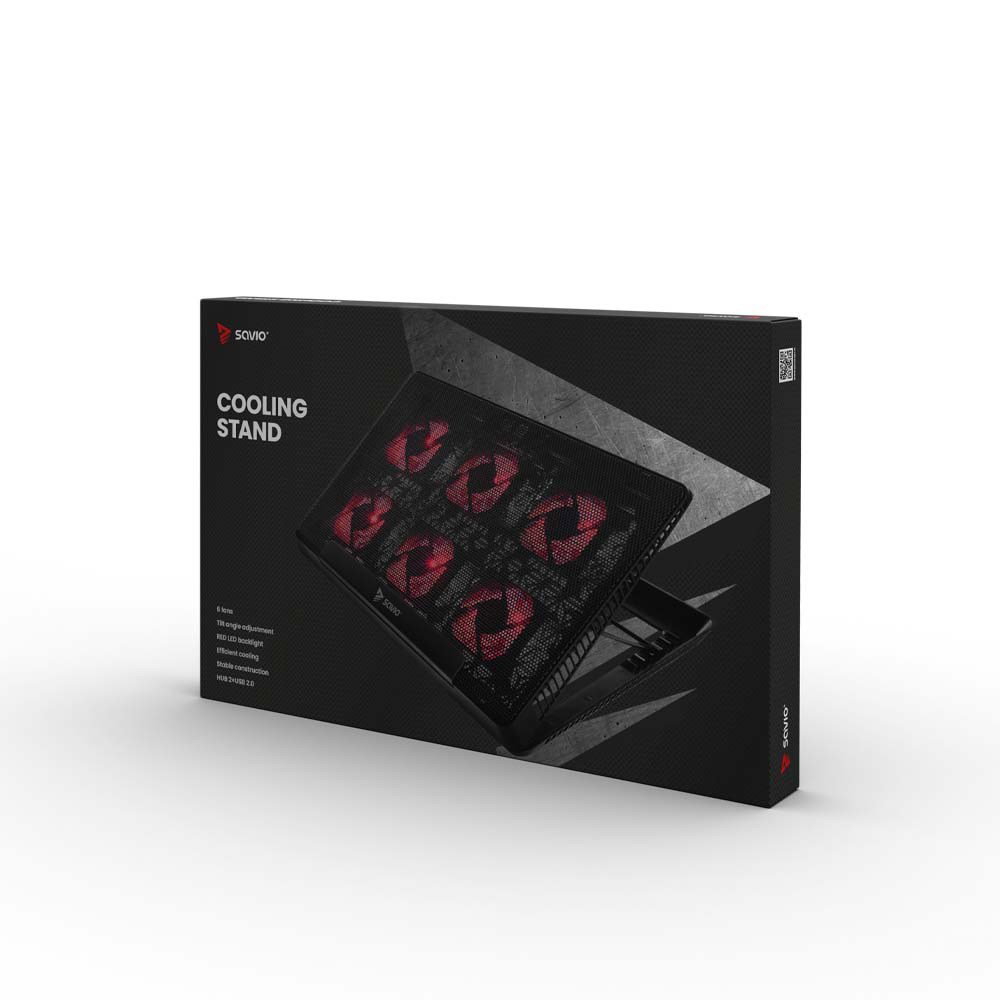 Laptop cooling pad, 6 backlit fans, 2000 RPM, SAVIO COS-01