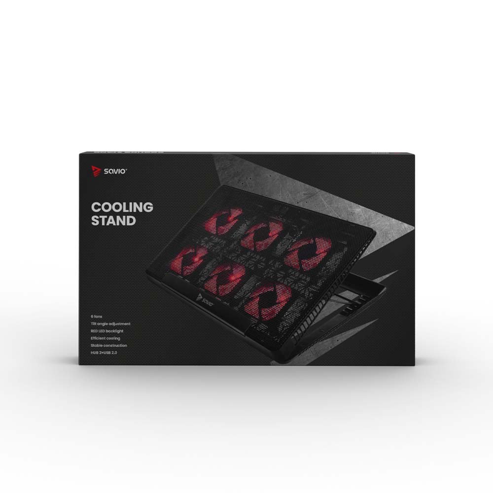 Laptop cooling pad, 6 backlit fans, 2000 RPM, SAVIO COS-01