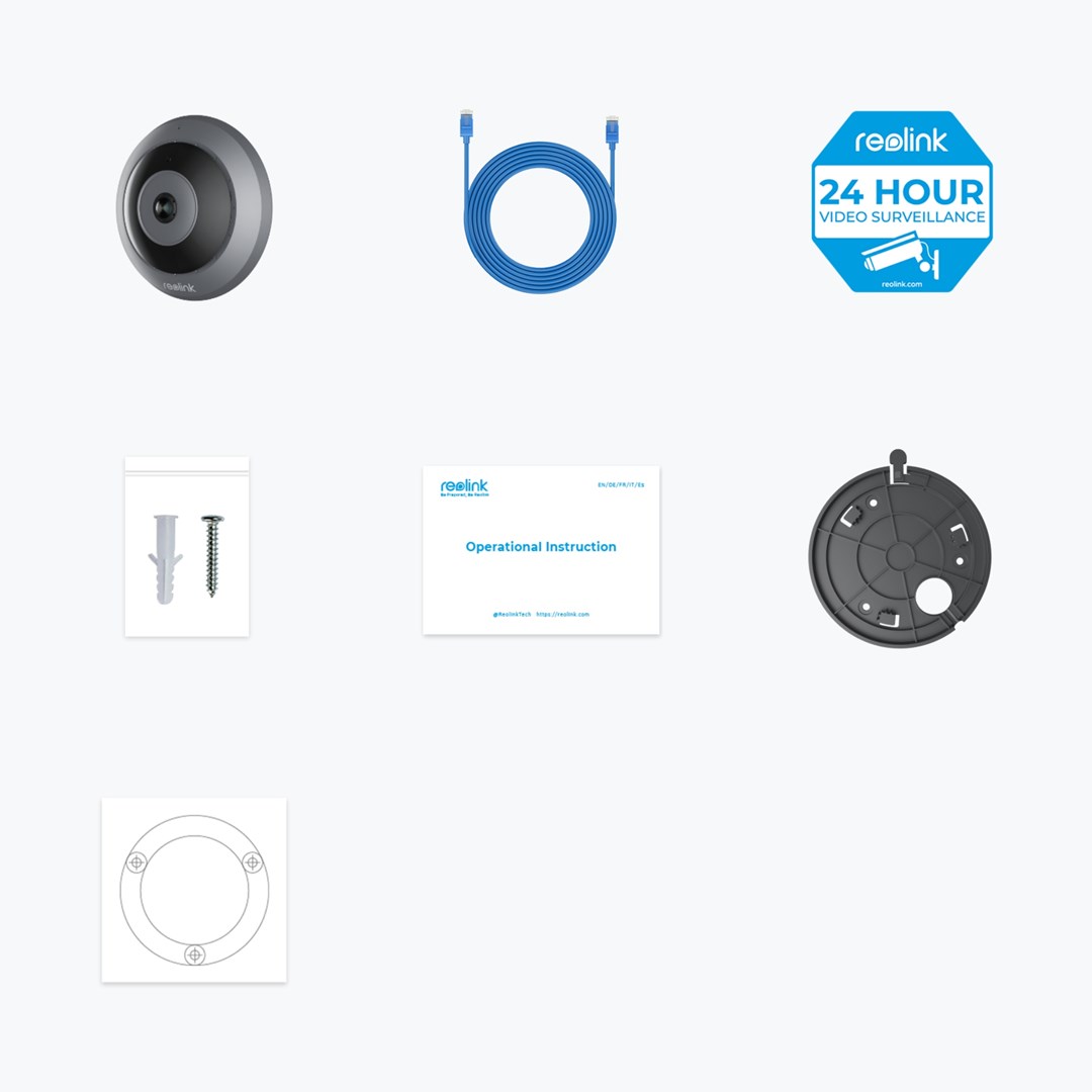 Reolink Fisheye Series P520 - 6MP Indoor Fisheye PoE Camera, 360 View, Multiple Display Modes, Person Detection
