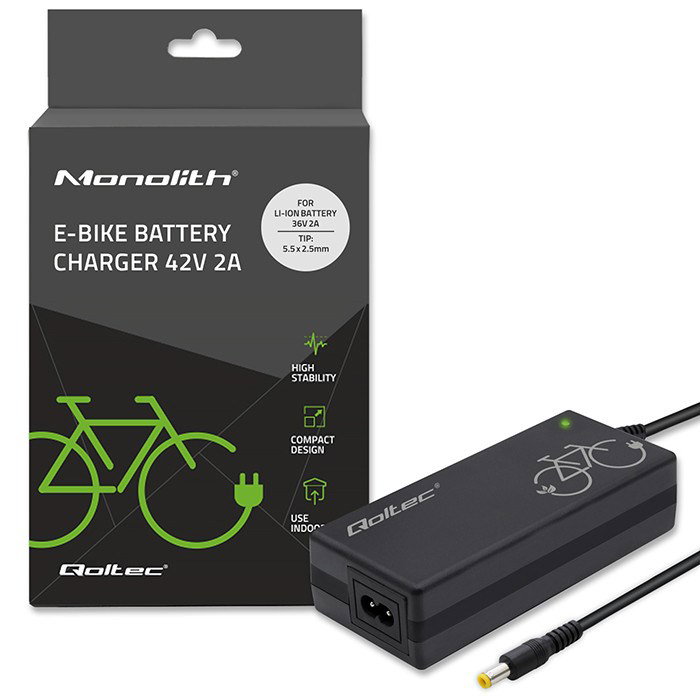 Qoltec 50761 Charger for e-bike batteries 36V 42V 2A 5.5*2.5