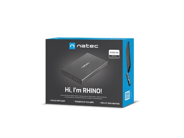 NATEC RHINO GO enclosure USB 3.0 for 2.5 SATA HDD/SSD, black Aluminum