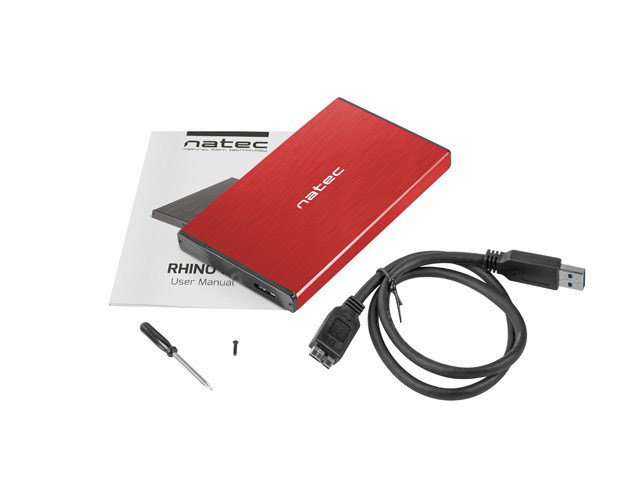NATEC HDD ENCLOSURE RHINO GO (USB 3.0, 2.5, RED)