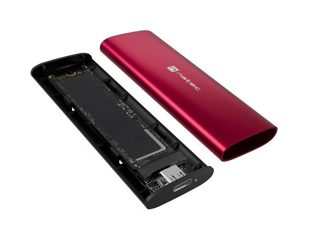 NATEC RHINO M.2 NVME LITE EXTERNAL SSD ENCLOSURE USB-C 3.2 GEN 2 RUBY RED