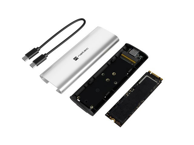 NATEC RHINO M.2 NVME LITE EXTERNAL SSD ENCLOSURE USB-C 3.2 GEN 2 ARCTIC SILVER