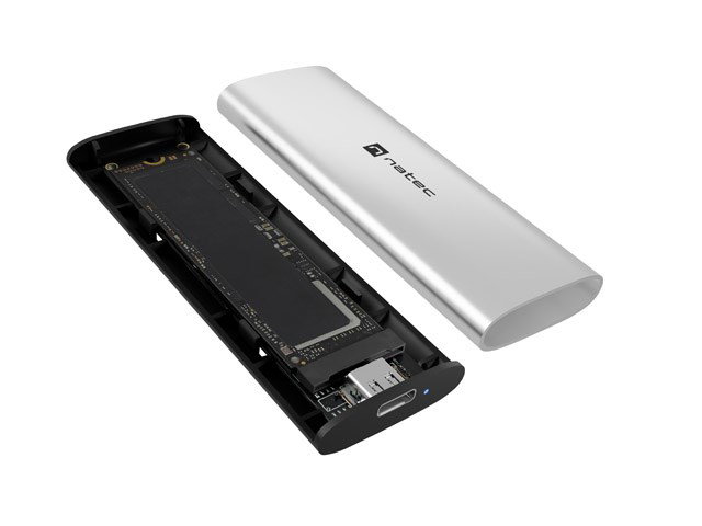 NATEC RHINO M.2 NVME LITE EXTERNAL SSD ENCLOSURE USB-C 3.2 GEN 2 ARCTIC SILVER