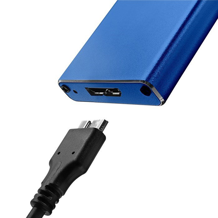Qoltec 51832 Enclosure M.2 SSD drive SATA NGFF USB 3.0 Super speed 5Gb/s 2TB Blue