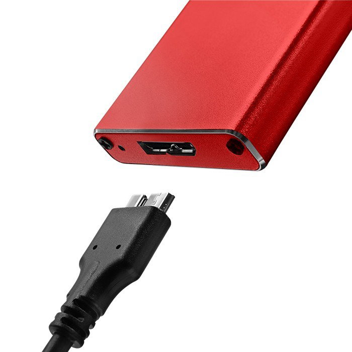 Qoltec 51831 Enclosure M.2 SSD drive SATA NGFF USB 3.0 Super speed 5Gb/s 2TB Red