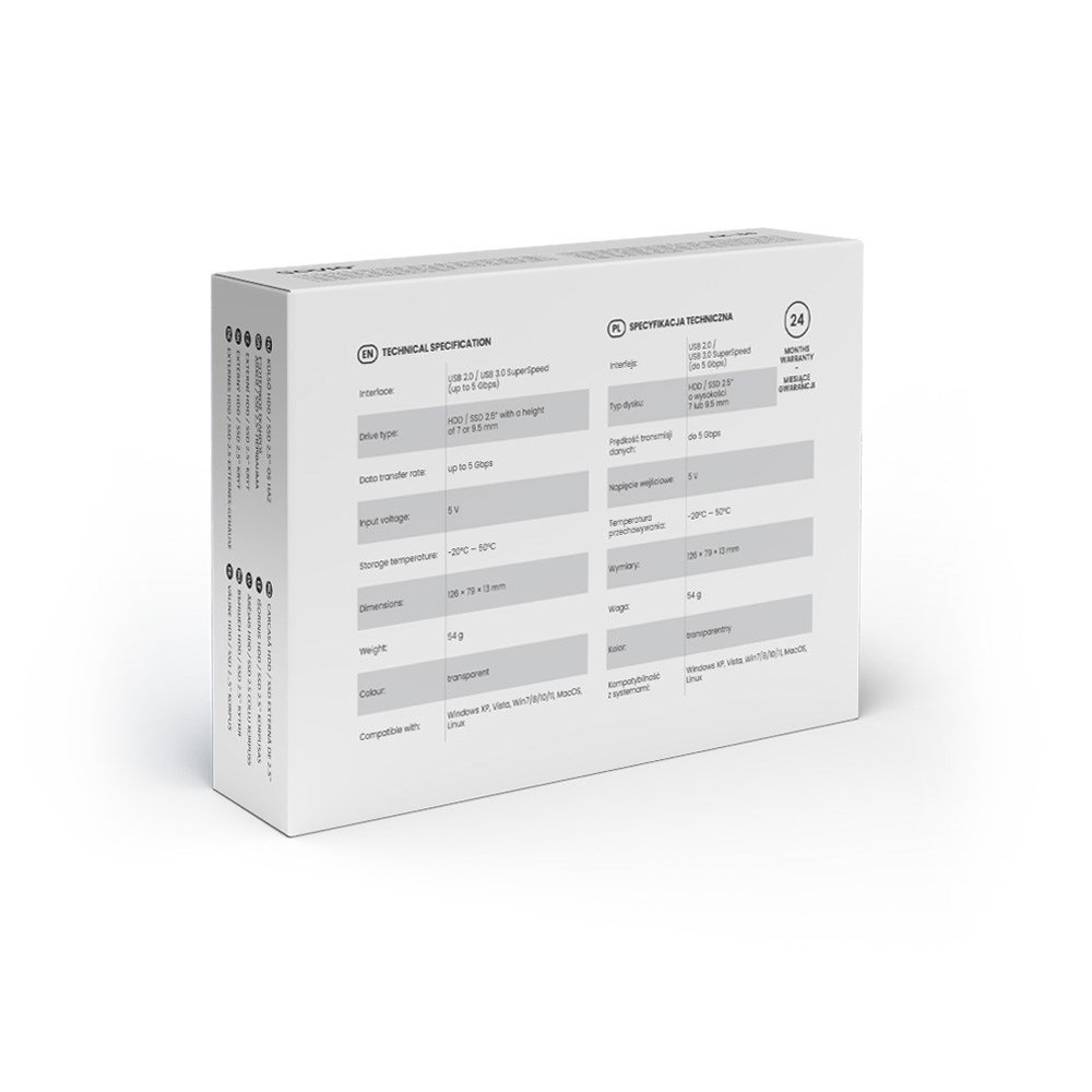 Savio 2.5 External HDD/SSD enclosure, USB 3.0, transparent, AK-66