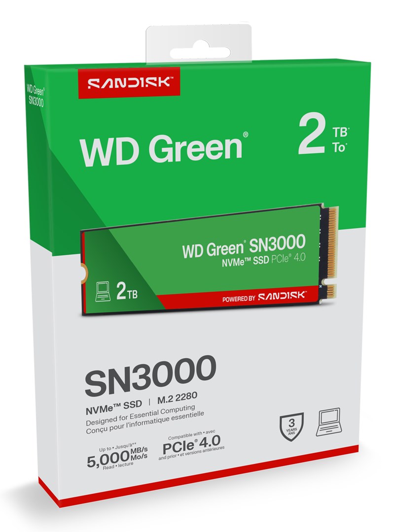 Western Digital Green WD SN3000 NVMe SSD POWERED BY SANDISK 2 TB
