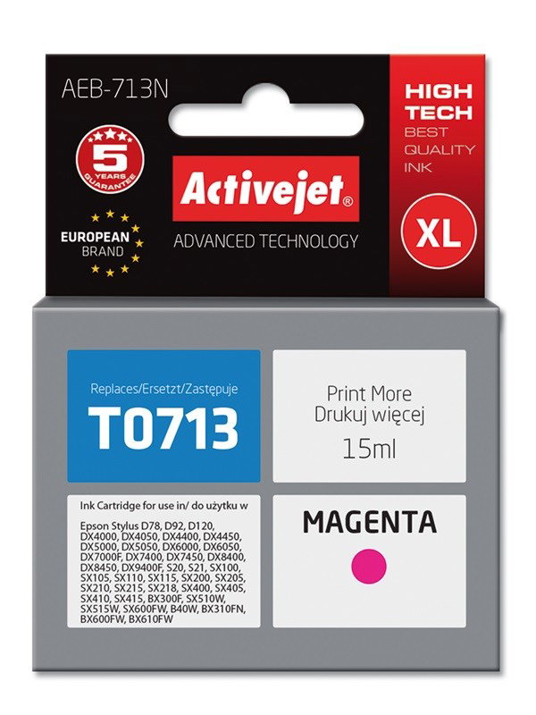 Activejet AEB-713N Ink (replacement for Epson T0713, T0893, T1003; Supreme; 15 ml; magenta)
