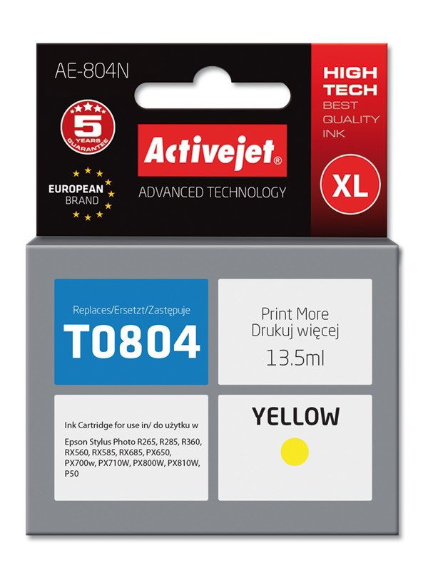 Activejet AE-804N ink (replacement for Epson T0804; Supreme; 13,5 ml; yellow)