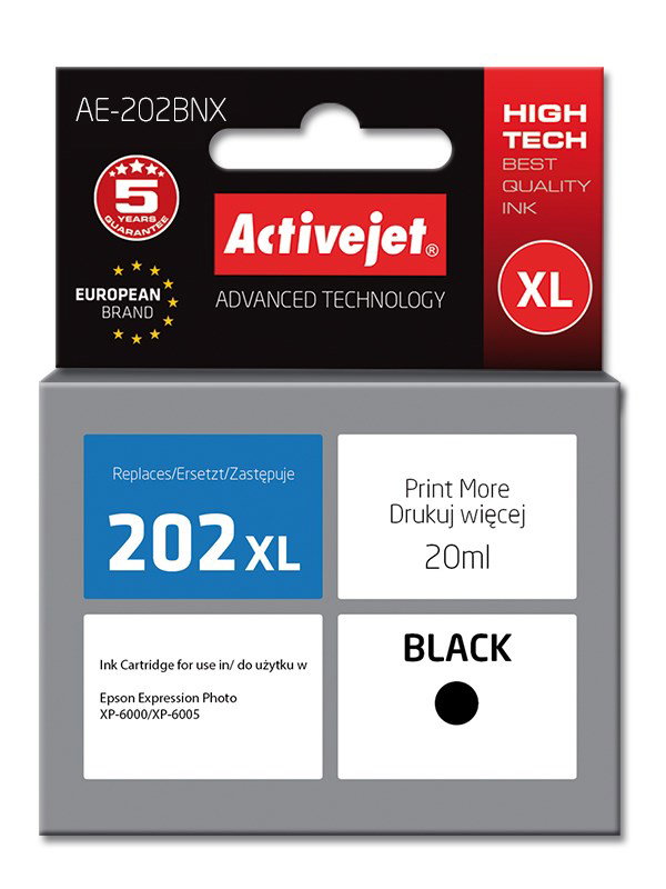 Activejet AE-202BNX ink (replacement for Epson 202XL G14010; Supreme; 20 ml; black)