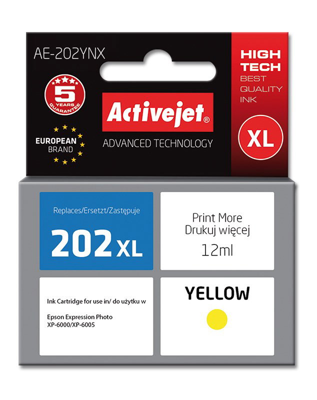 Activejet AE-202YNX ink (replacement for Epson 202XL H44010; Supreme; 12 ml; yellow)