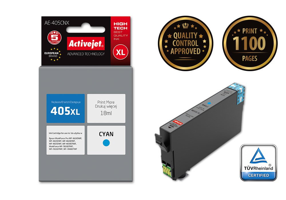 Activejet AE-405CNX ink (replacement for Epson 405XL C13T05H24010; Supreme; 18ml; cyan)