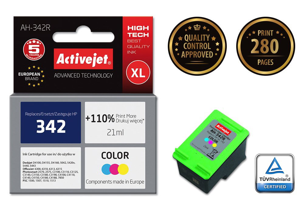 Activejet AH-342R Ink (replacement for HP 342 C9361EE; Premium; 21 ml; color)