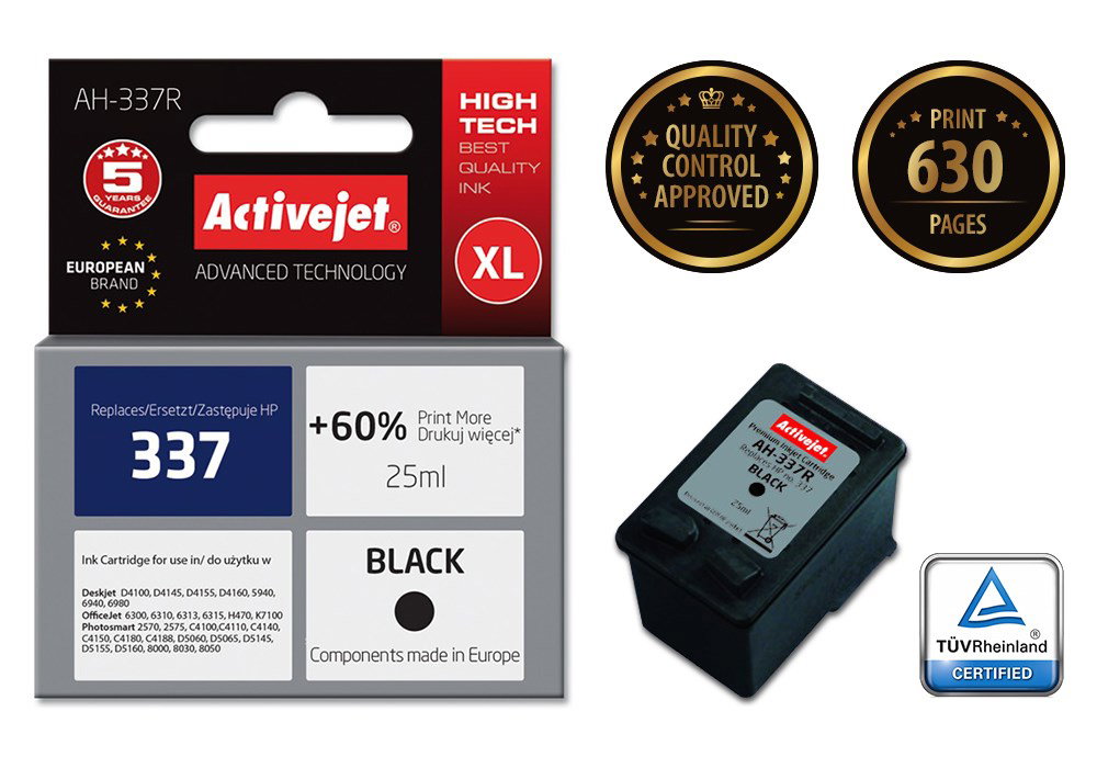 Activejet AH-337R Ink (replacement for HP 337 C9364EE; Premium; 25 ml; black)
