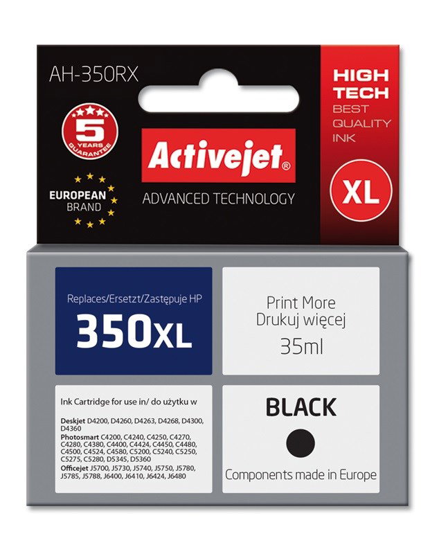 Activejet AH-350RX Ink (replacement for HP 350XL CB336EE; Premium; 35 ml; black)