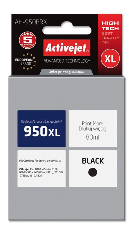 Activejet AH-950BRX Ink (replacement for HP 950XL CN045AE; Premium; 80 ml; black)