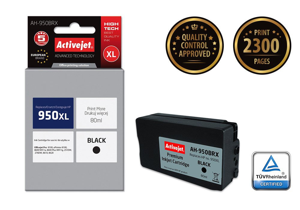 Activejet AH-950BRX Ink (replacement for HP 950XL CN045AE; Premium; 80 ml; black)