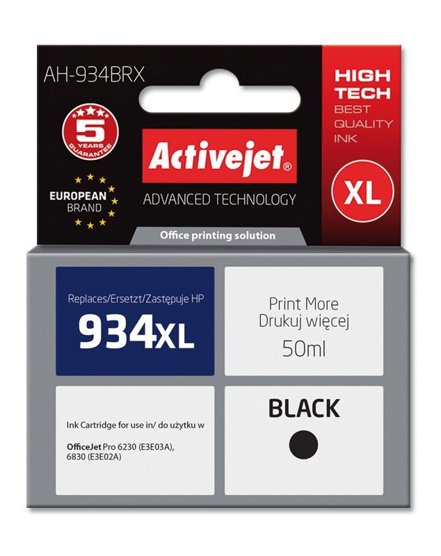 Activejet AH-934BRX Ink (replacement for HP 934XL C2P23AE; Premium; 50 ml; black)