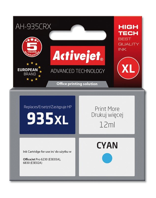 Activejet AH-935CRX Ink (replacement HP 935XL C2P24AE; Premium; 12 ml; cyan)