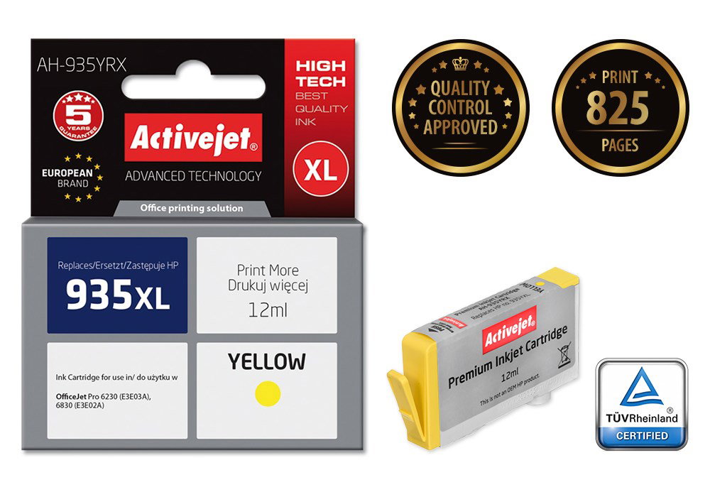Activejet AH-935YRX ink (replacement for HP 935XL C2P26AE; Premium; 12 ml; yellow)