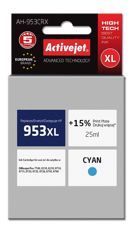 Activejet AH-953CRX ink (replacement for HP 953XL L0S70AE; Premium; 50 ml; black)
