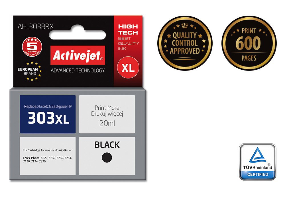 Activejet AH-303BRX Ink Cartridge (replacement for HP 303XL T6N04AE; Premium; 20ml; black)