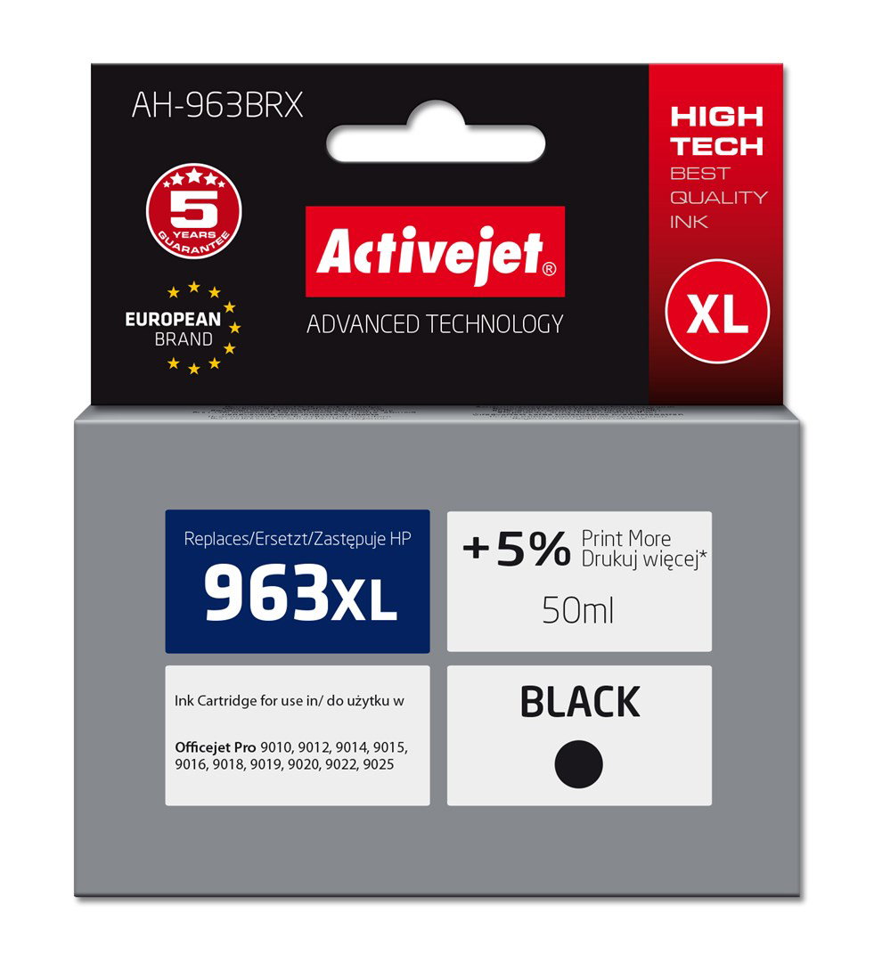 Activejet AH-963BRX Ink Cartridge (replacement for HP 963XL 3JA30AE; Premium; 2100 pages; 50 ml, black)