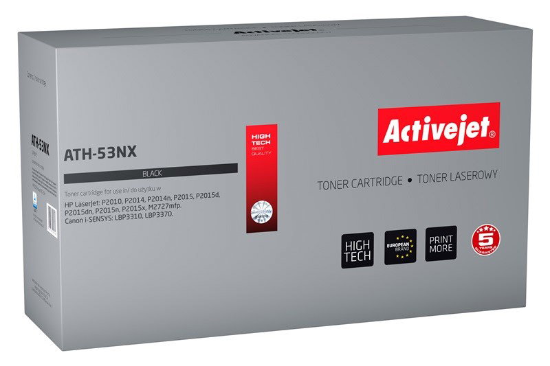Activejet ATH-53NX Toner (replacement for HP 53X Q7553X, Canon CRG-715H; Supreme; 7900 pages; black)